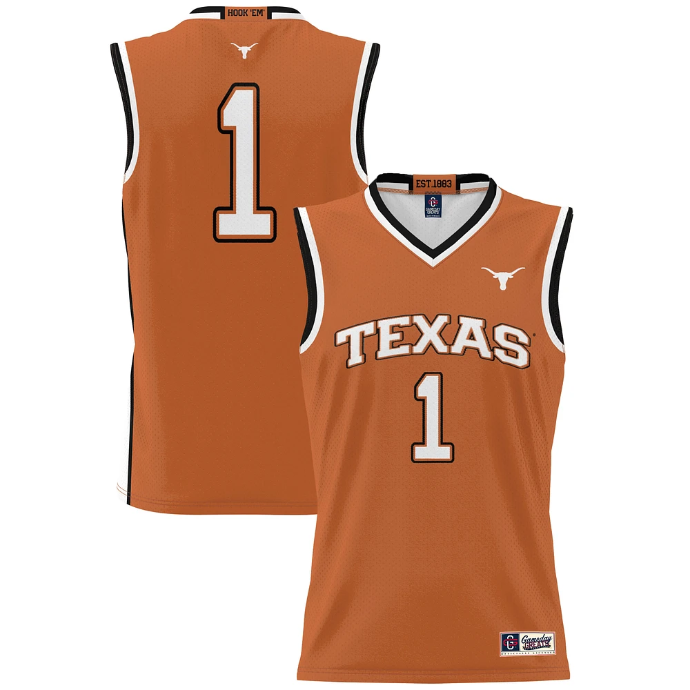 Men's GameDay Greats #1 Texas Orange Longhorns Lightweight Collegiate Basketball Jersey