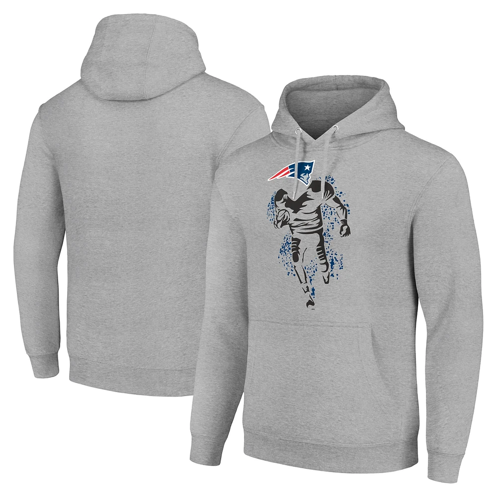 Unisex Starter Heather Gray New England Patriots Logo Graphic Pullover Hoodie