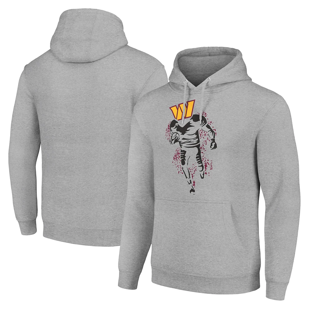 Unisex Starter Heather Gray Washington Commanders Logo Graphic Pullover Hoodie