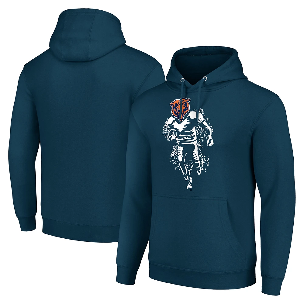 Unisex Starter Navy Chicago Bears Logo Graphic Pullover Hoodie