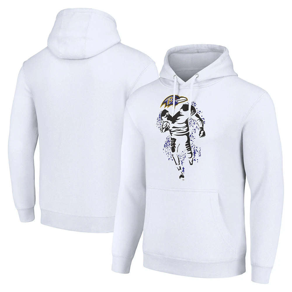 Unisex Starter White Baltimore Ravens Logo Graphic Pullover Hoodie