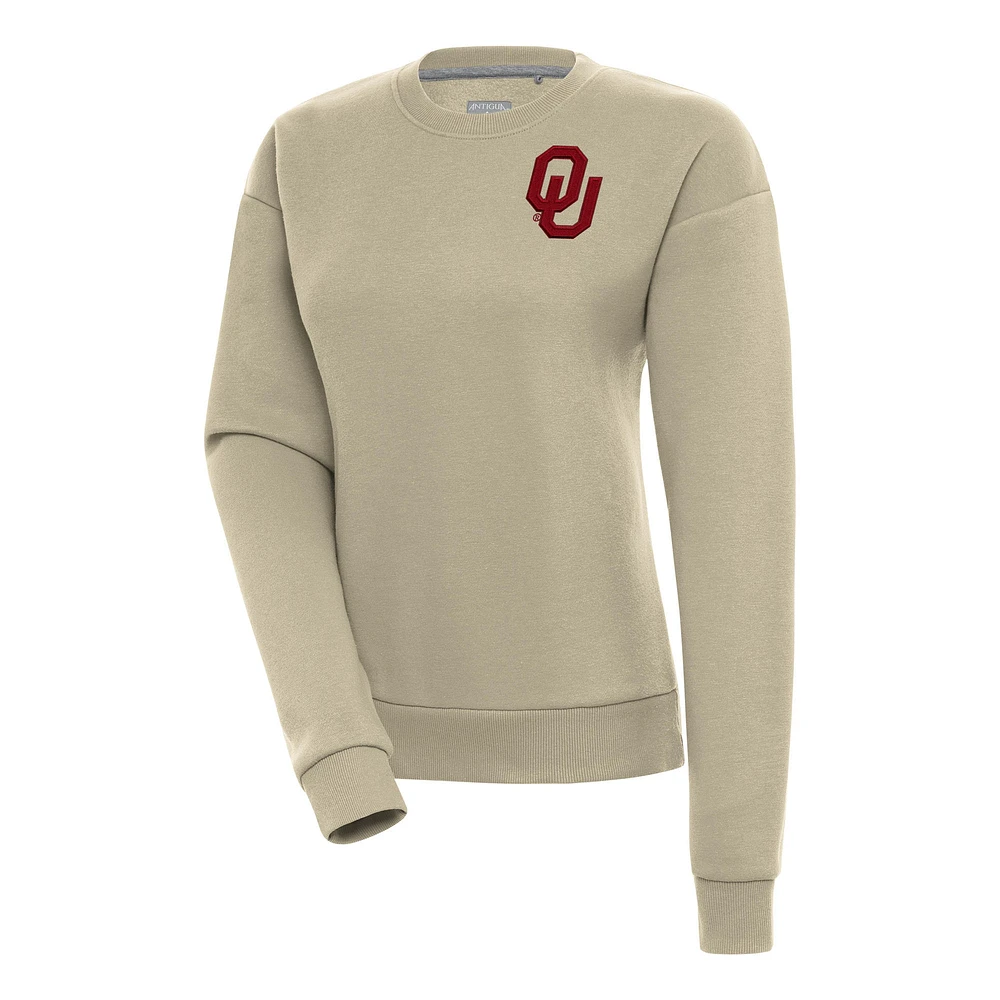 Women's Antigua Khaki Oklahoma Sooners Victory Pullover Sweatshirt
