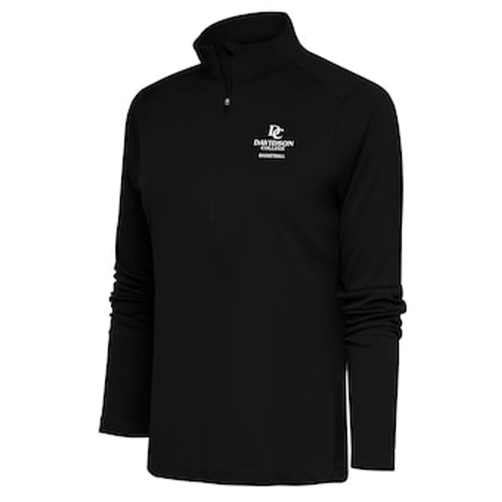 Women's Antigua Black Davidson Wildcats Basketball Tribute Half-Zip Pullover Top