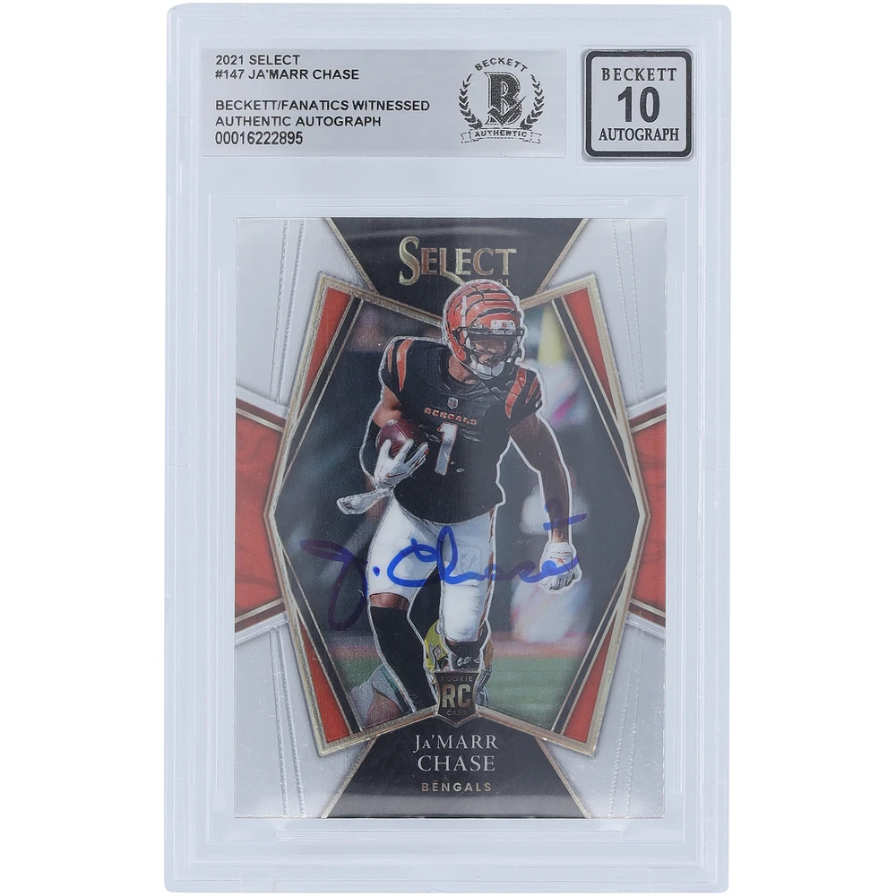 Ja'Marr Chase Cincinnati Bengals Autographed 2021 Panini Select #147 Beckett Fanatics Witnessed Authenticated /10 Rookie Card
