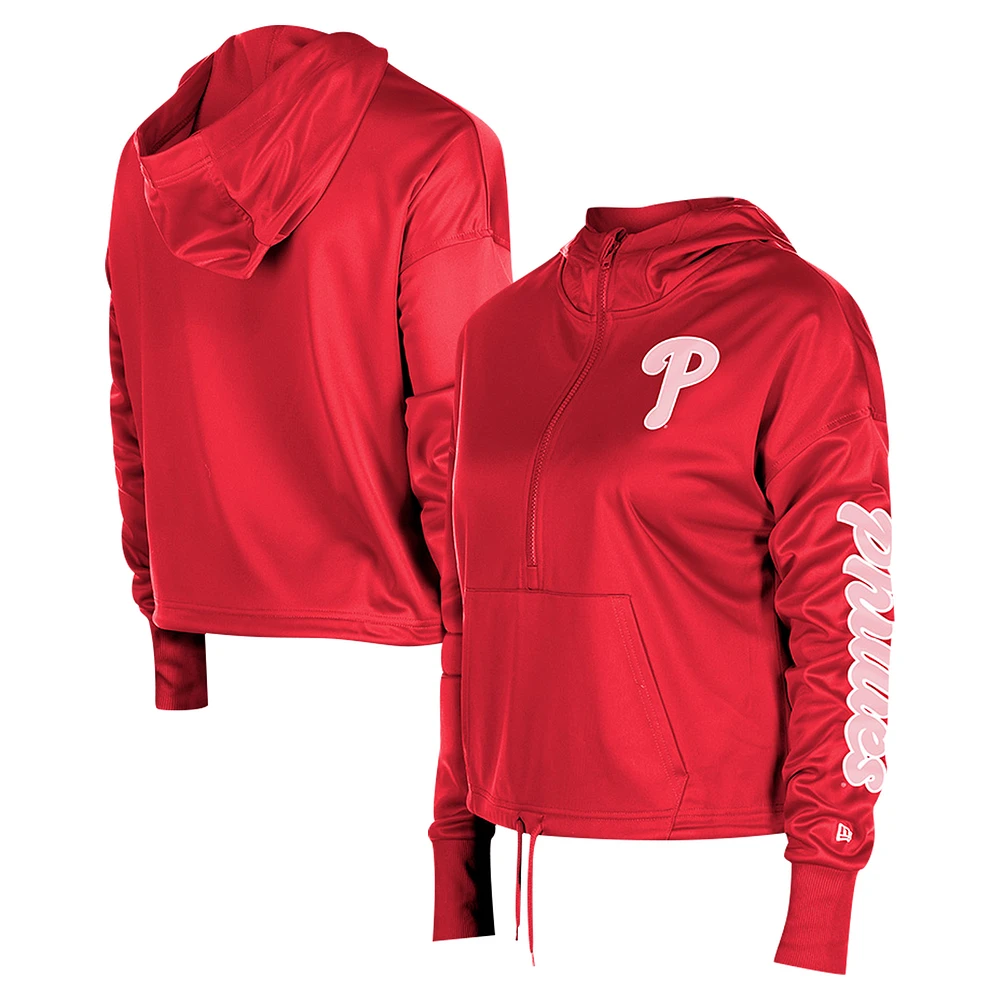 Women's New Era Red Philadelphia Phillies Half-Zip Hoodie
