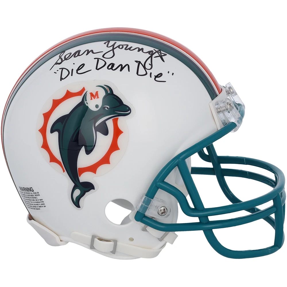 Sean Young Ace Ventura Autographed Riddell Throwback 1997-2012 Mini Helmet with "Die Dan Die" Inscription