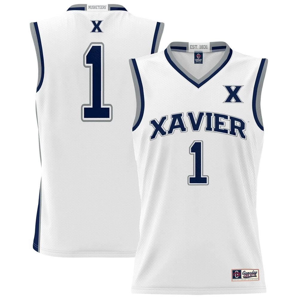 Youth GameDay Greats #1 White Xavier Musketeers Lightweight Basketball Jersey