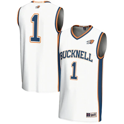 Youth GameDay Greats #1 White Bucknell Bison Lightweight Basketball Jersey