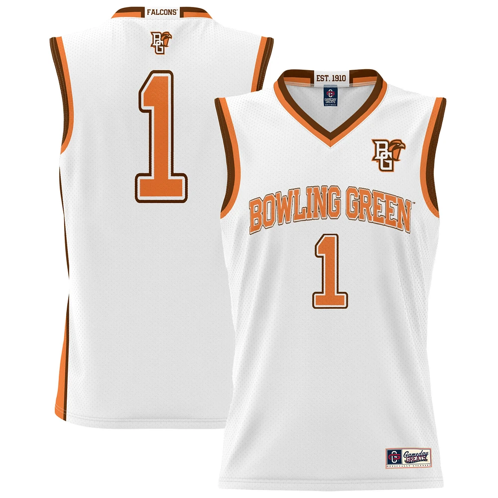 Youth GameDay Greats #1 White Bowling Green St. Falcons Lightweight Basketball Jersey