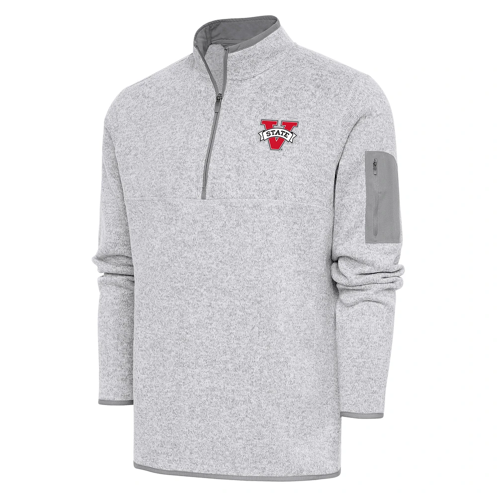 Men's Antigua Heather Gray Valdosta State Blazers Fortune Quarter-Zip Pullover Jacket