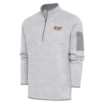 Men's Antigua Heather Gray VCU Rams Fortune Quarter-Zip Pullover Jacket