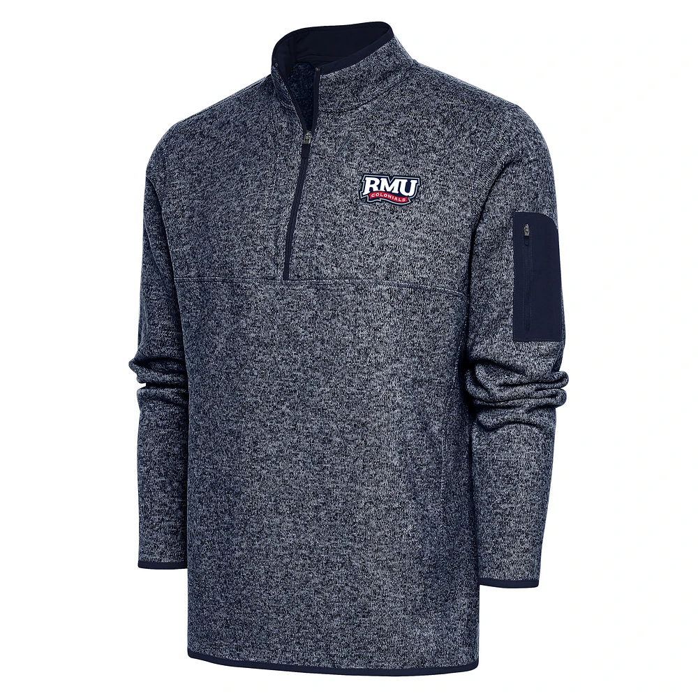 Men's Antigua Heather Navy Robert Morris Colonials Fortune Quarter-Zip Pullover Jacket