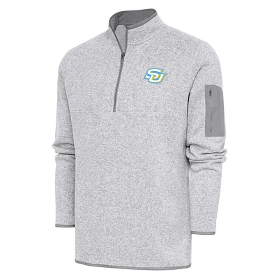Men's Antigua Heather Gray Southern University Jaguars Fortune Quarter-Zip Pullover Jacket