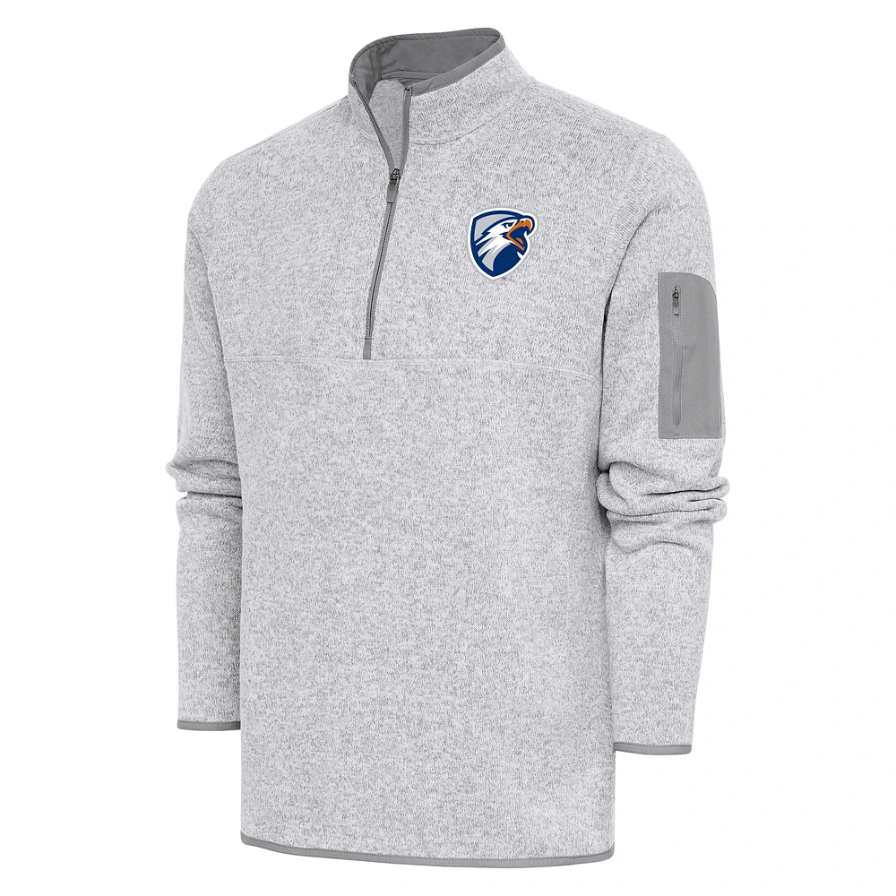 Men's Antigua Heather Gray Texas Tyler Patriots Fortune Quarter-Zip Pullover Jacket