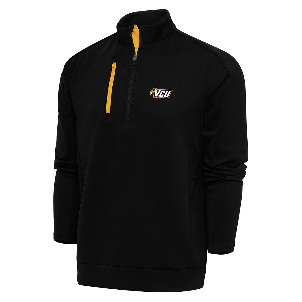 Men's Antigua Black VCU Rams Generation Quarter-Zip Pullover Top