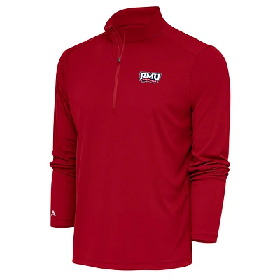 Men's Antigua Red Robert Morris Colonials Tribute Quarter-Zip Pullover Top