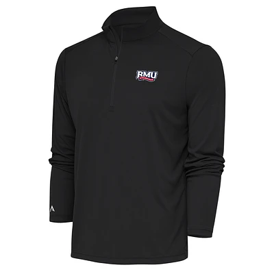 Men's Antigua Charcoal Robert Morris Colonials Tribute Quarter-Zip Pullover Top