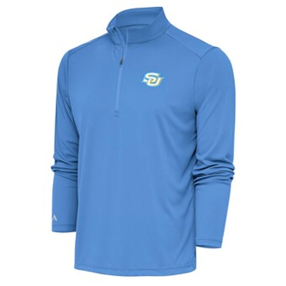 Men's Antigua Light Blue Southern University Jaguars Tribute Quarter-Zip Pullover Top