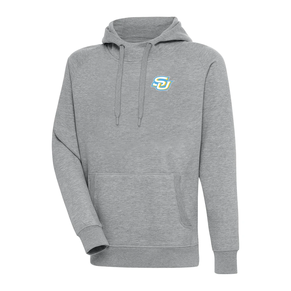 Men's Antigua Heather Gray Southern University Jaguars Victory Pullover Hoodie