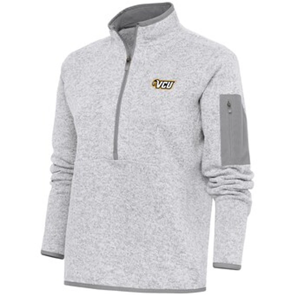 Women's Antigua Heather Gray VCU Rams Fortune Half-Zip Jacket