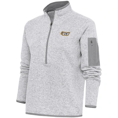 Women's Antigua Heather Gray VCU Rams Fortune Half-Zip Jacket