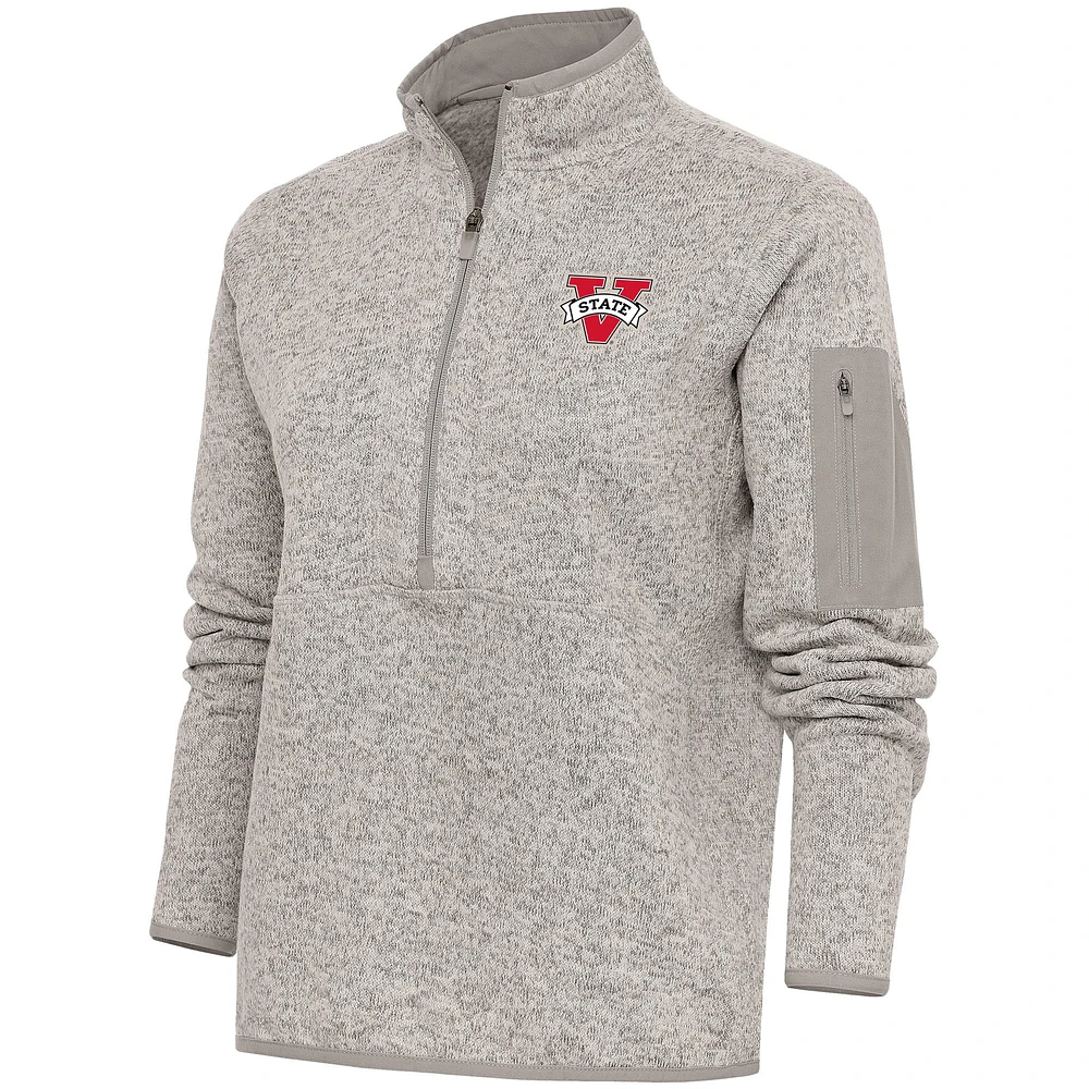 Women's Antigua Oatmeal Valdosta State Blazers Fortune Half-Zip Jacket