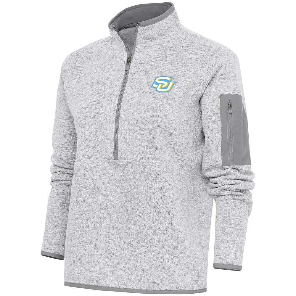 Women's Antigua Heather Gray Southern University Jaguars Fortune Half-Zip Jacket