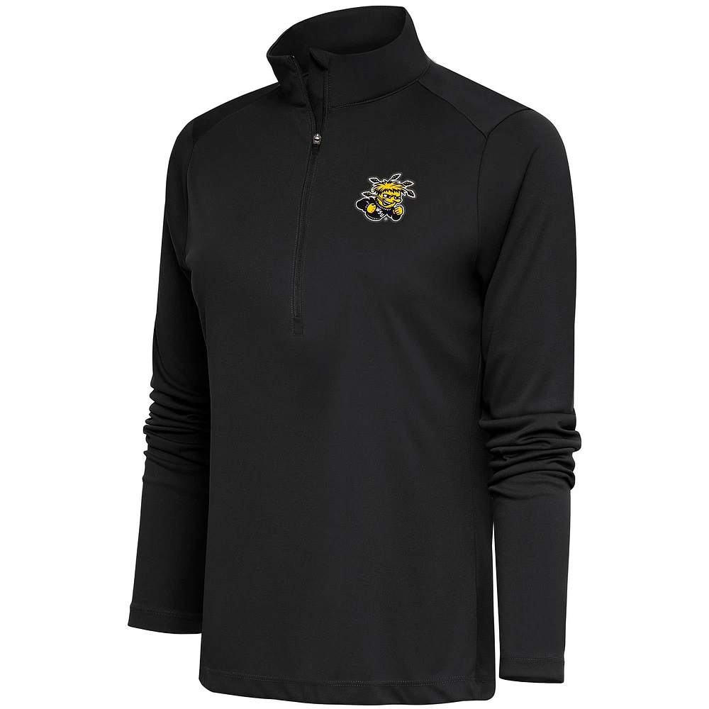 Women's Antigua Charcoal Wichita State Shockers Tribute Half-Zip Top