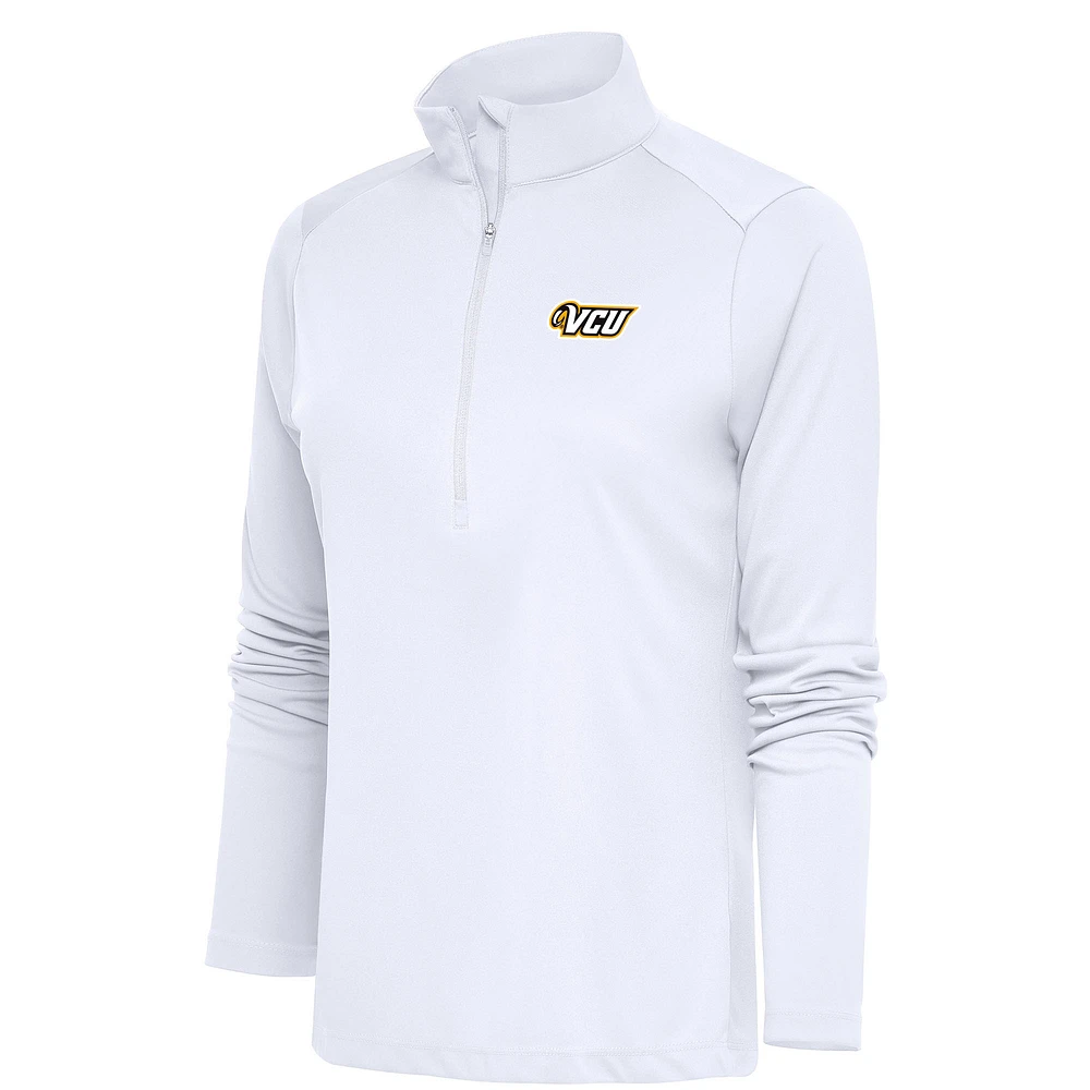Women's Antigua White VCU Rams Tribute Half-Zip Top