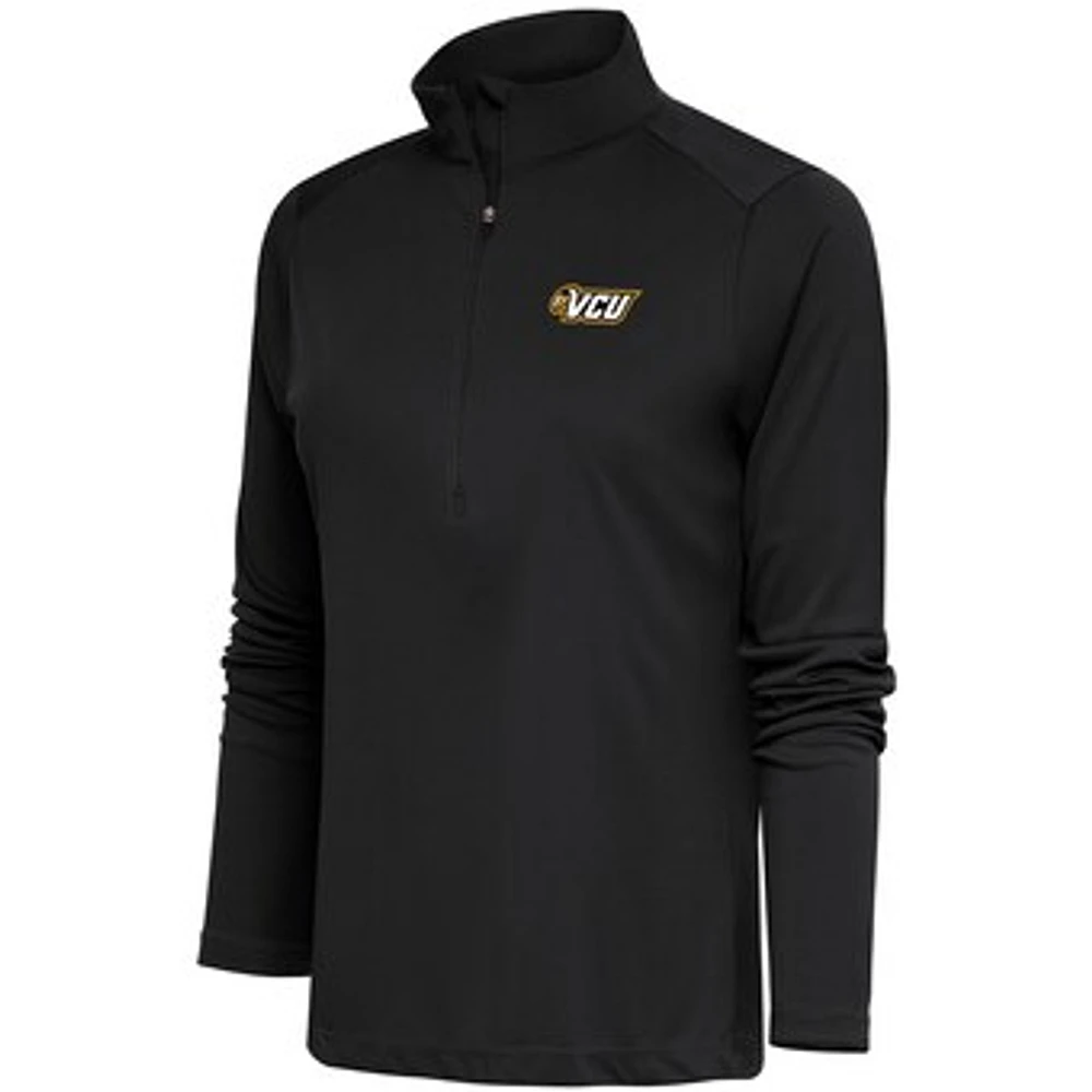 Women's Antigua Charcoal VCU Rams Tribute Half-Zip Top