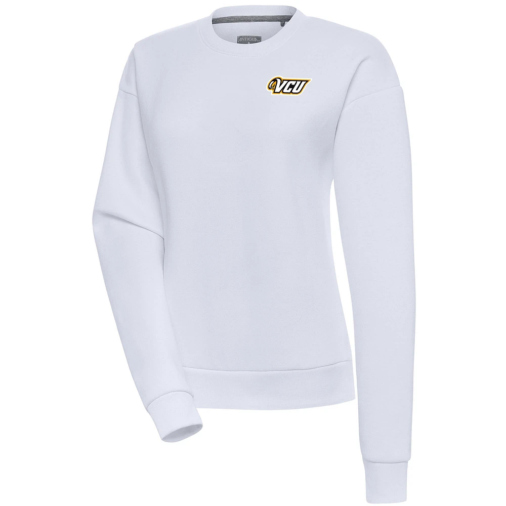 Women's Antigua White VCU Rams Victory Pullover Sweatshirt
