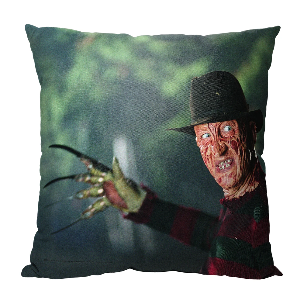 The Northwest Group Freddy Vs. Jason 18" x 18" Watch Out For The Claw Pillow