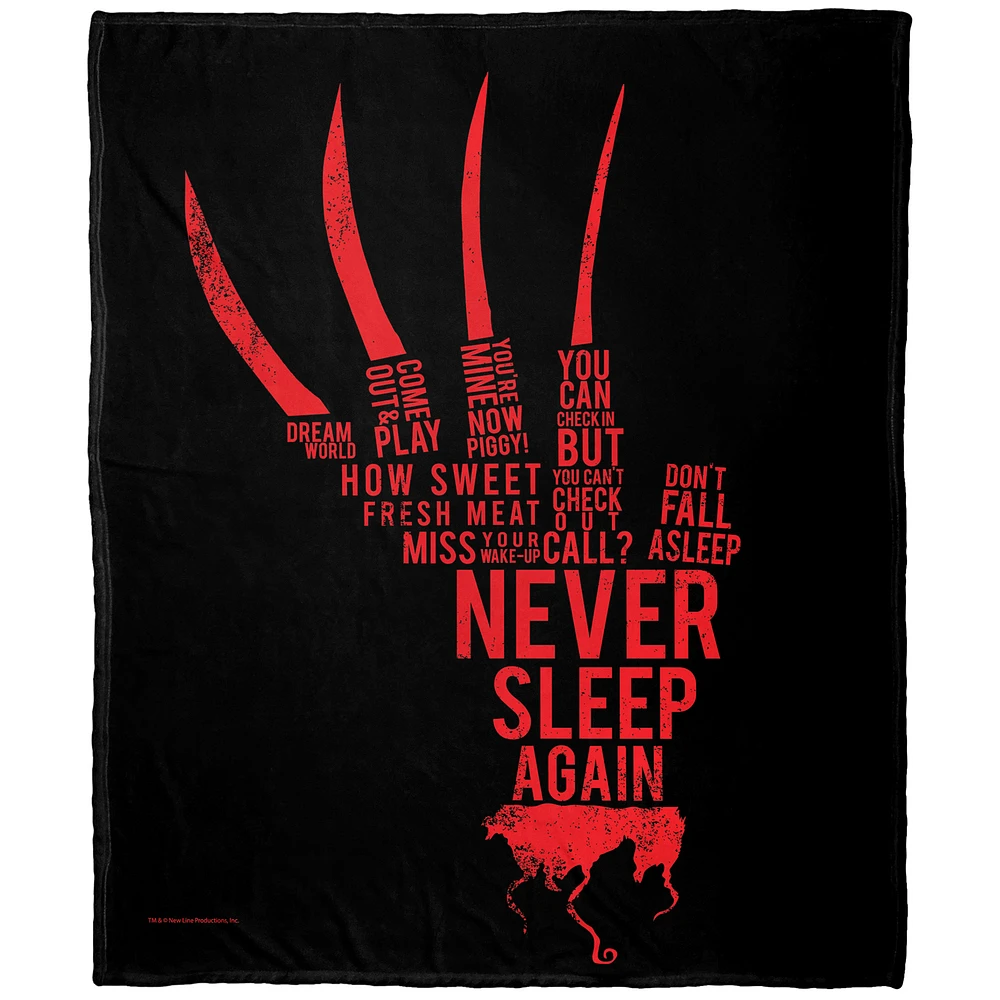 The Northwest Group A Nightmare on Elm Street 50" x 60" Freddy Quotes Silk Touch Throw Blanket