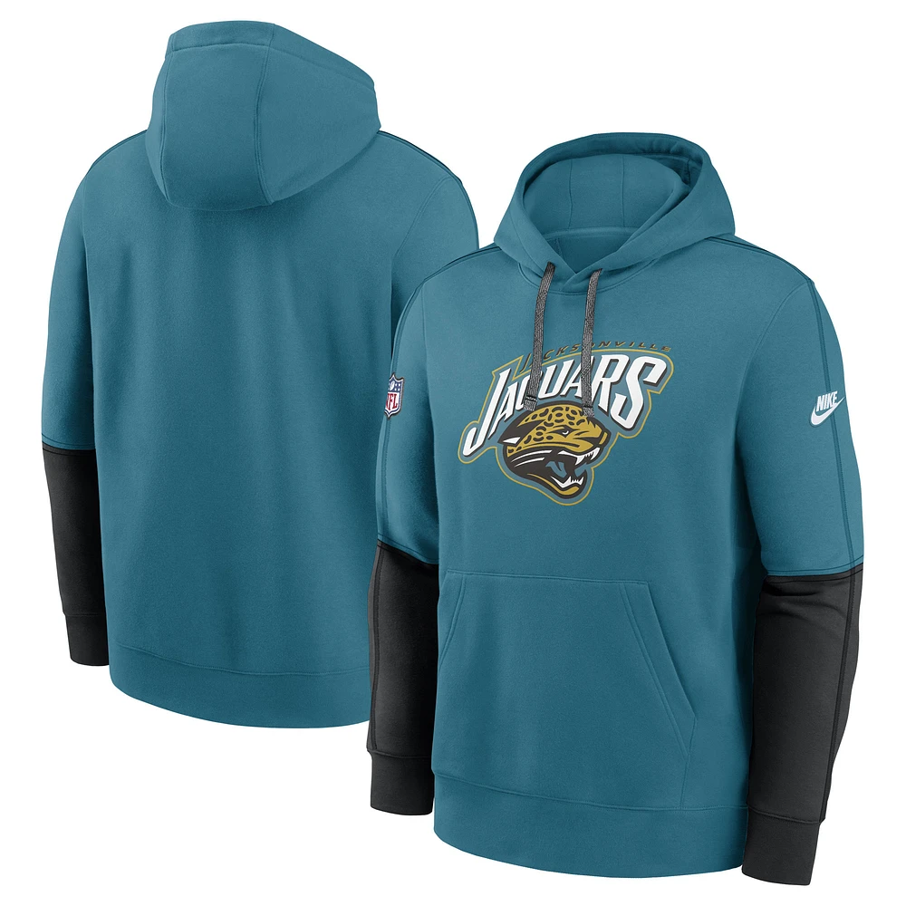 Men's Nike Teal Jacksonville Jaguars Throwback Alternate Logo Team Issue Club Pullover Hoodie