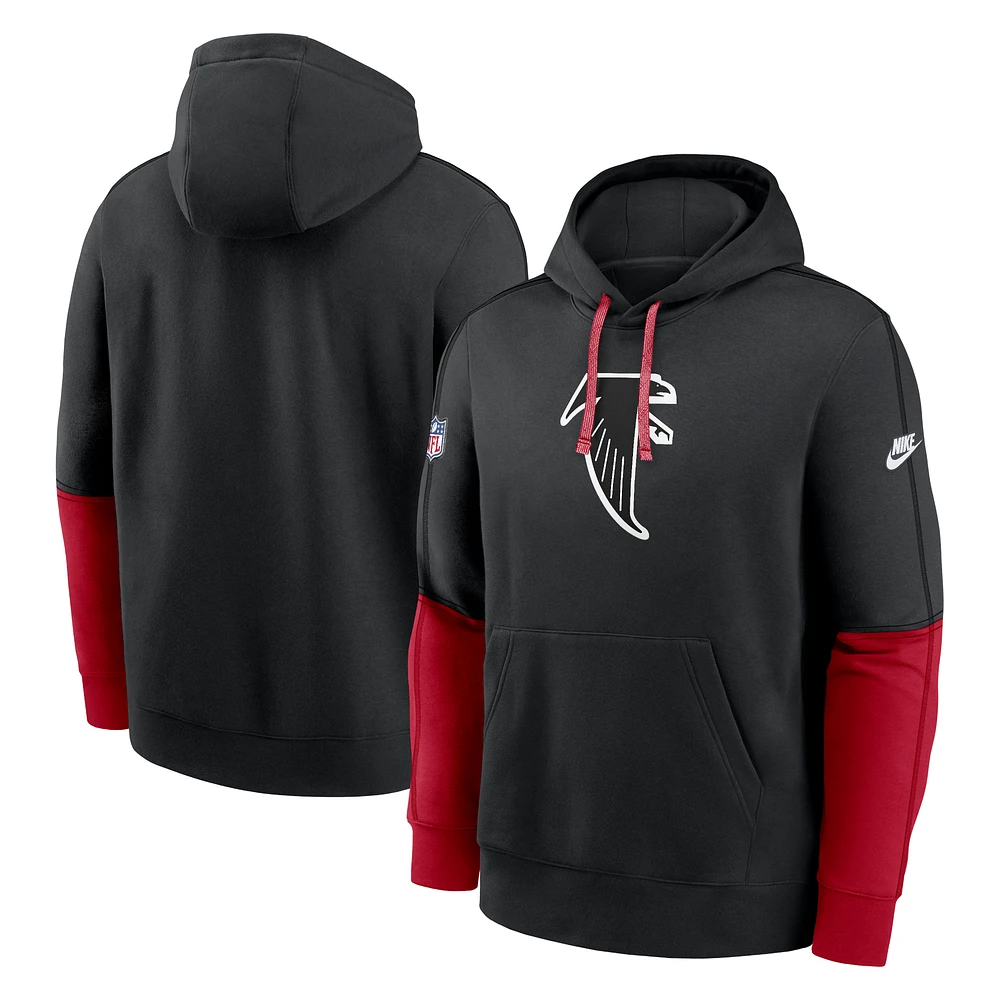 Men's Nike Black Atlanta Falcons Throwback Logo Club Tri-Blend Pullover Hoodie