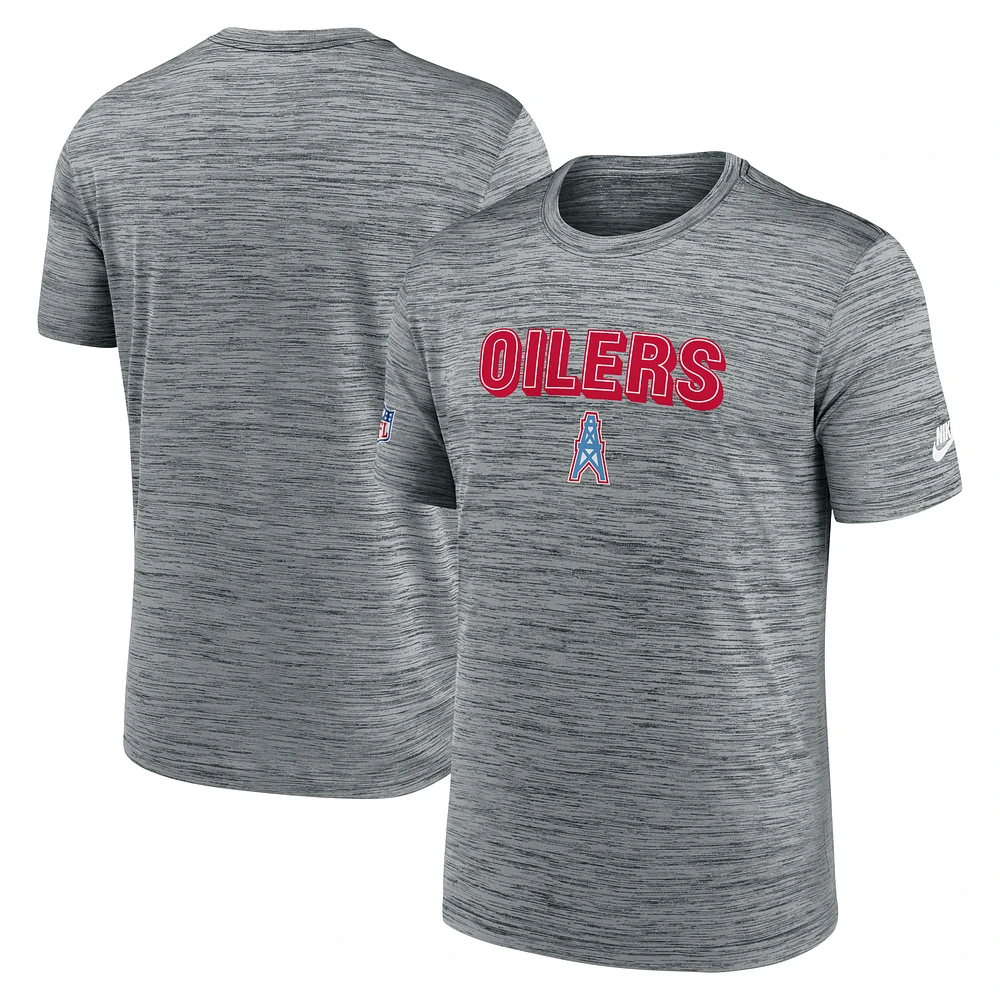 Men's Nike Gray Tennessee Titans Sideline Velocity Oilers Throwback Logo Performance T-Shirt