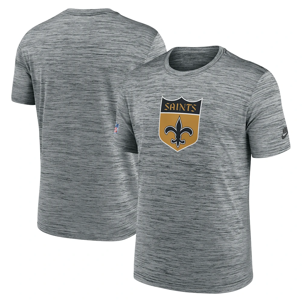 Men's Nike Gray New Orleans Saints Sideline Velocity Throwback Logo Performance T-Shirt