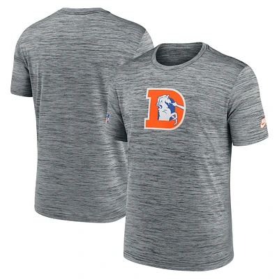 Men's Nike Gray Denver Broncos Sideline Velocity Throwback Logo Performance T-Shirt