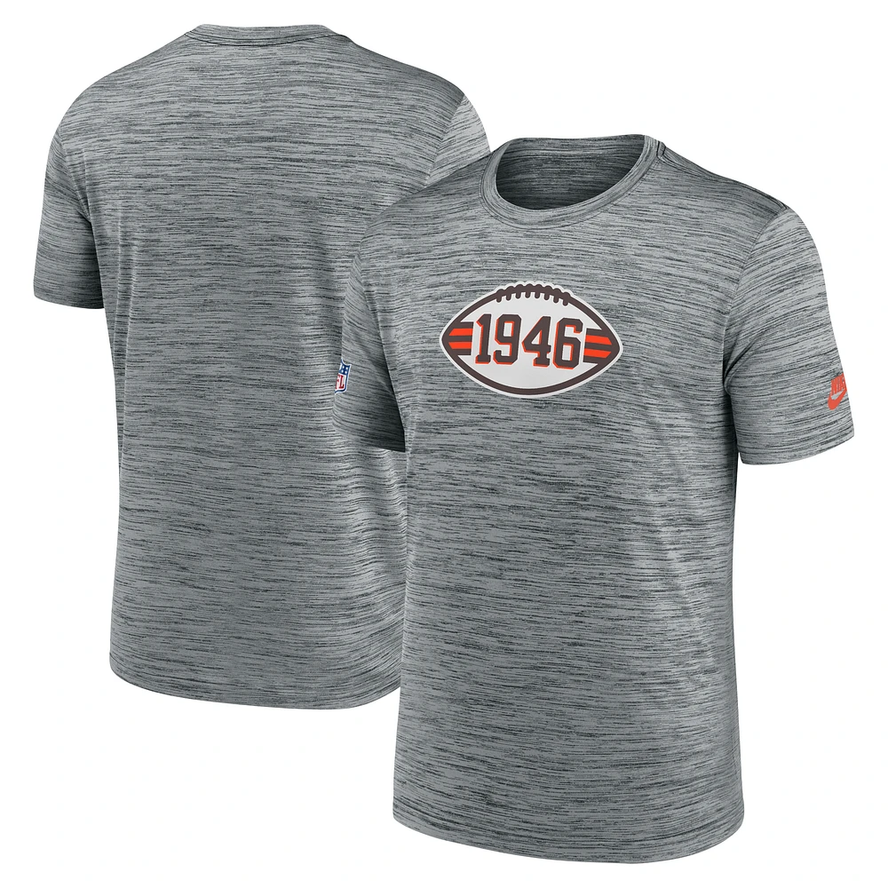 Men's Nike Gray Cleveland Browns Sideline Velocity Throwback Logo Performance T-Shirt