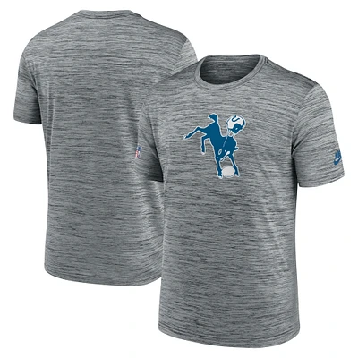 Men's Nike Gray Indianapolis Colts Sideline Velocity Throwback Logo Performance T-Shirt