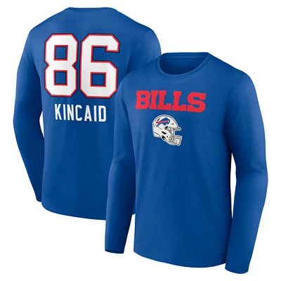 Men's Dalton Kincaid Royal Buffalo Bills Team Wordmark Player Name & Number Long Sleeve T-Shirt