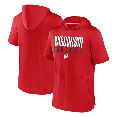 Men's Fanatics Red Wisconsin Badgers Core Read Raglan Hoodie T-Shirt