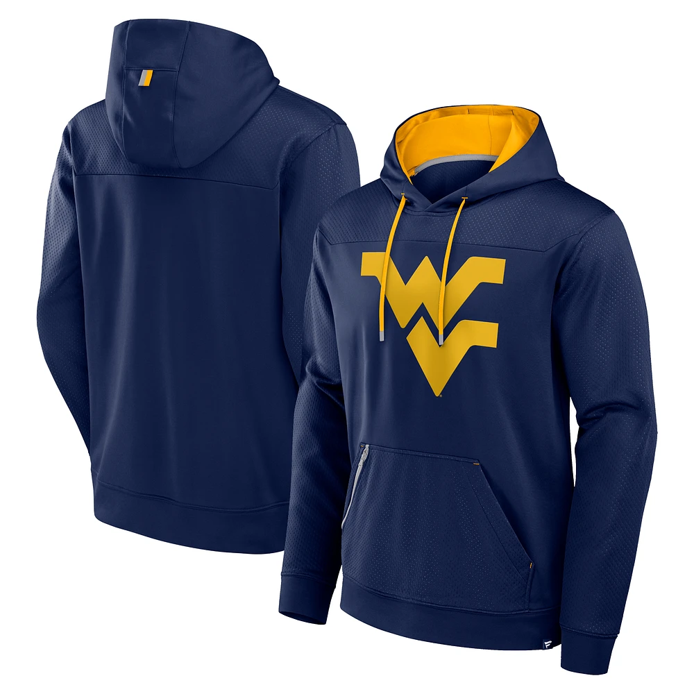 Men's Fanatics Navy West Virginia Mountaineers Defender Dot Faded Primary Pullover Hoodie