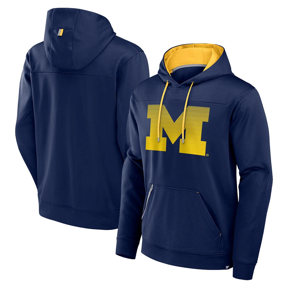 Men's Fanatics Navy Michigan Wolverines Defender Dot Faded Primary Pullover Hoodie