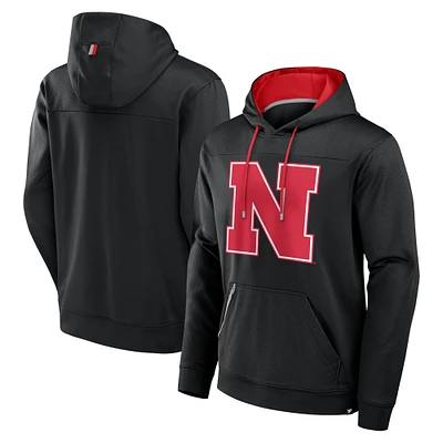 Men's Fanatics Black Nebraska Huskers Defender Dot Faded Primary Pullover Hoodie