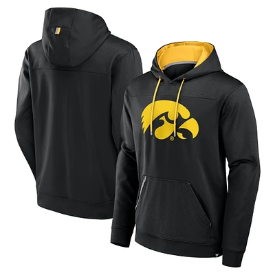 Men's Fanatics Black Iowa Hawkeyes Defender Dot Faded Primary Pullover Hoodie