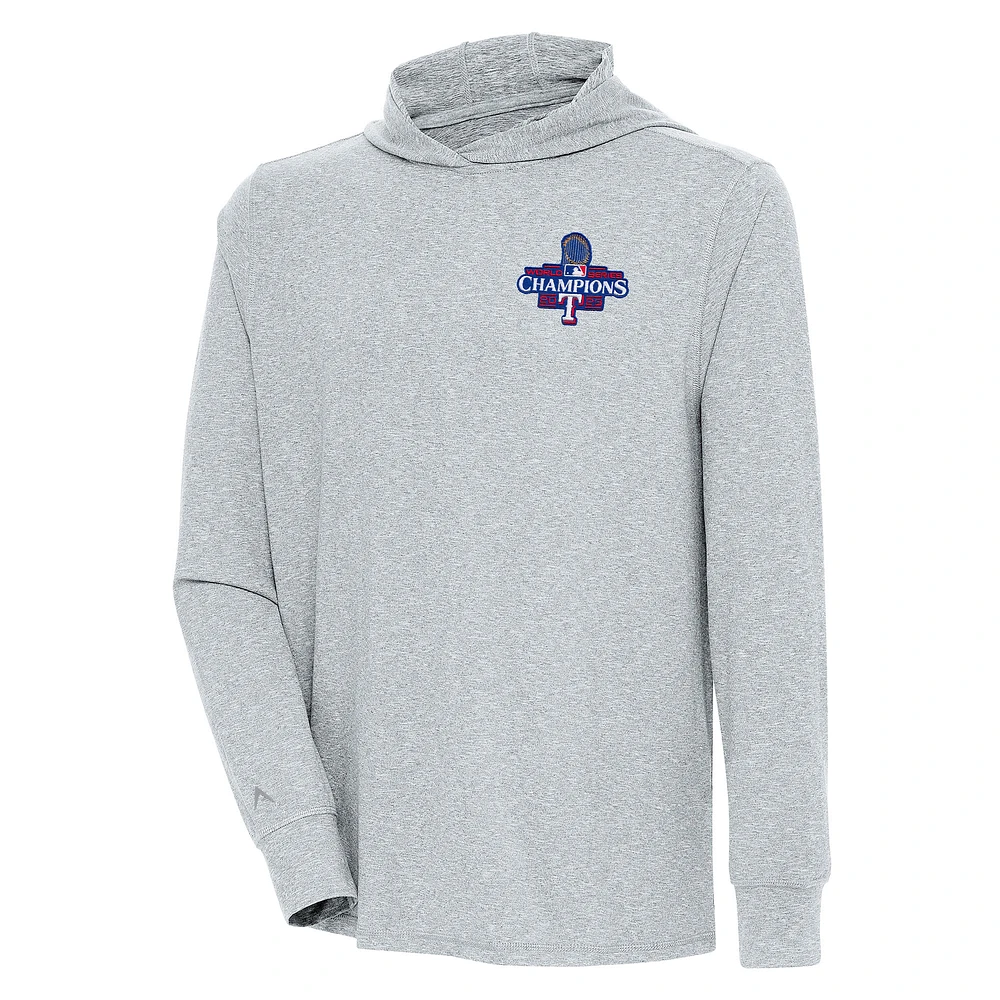 Men's Antigua Heather Gray Texas Rangers 2023 World Series Champions Saga Pullover Hoodie