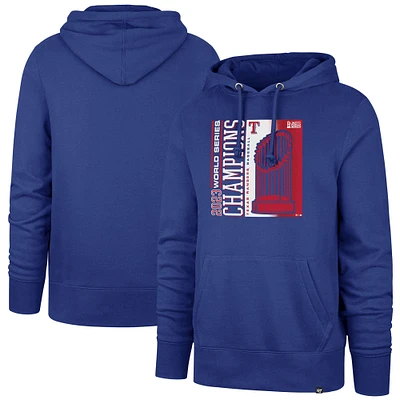Men's '47 Royal Texas Rangers 2023 World Series Champions Playoff Headline Pullover Hoodie