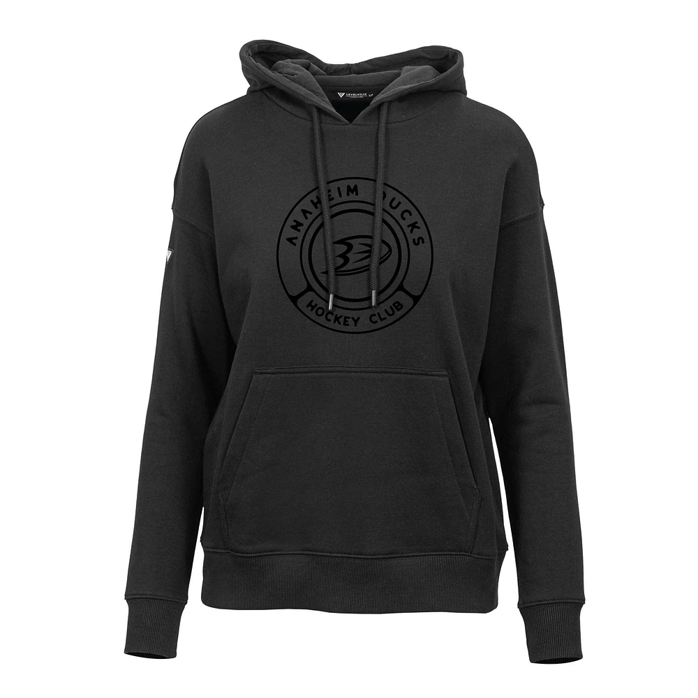 Women's Levelwear Black Anaheim Ducks Adorn Fleece Pullover Hoodie