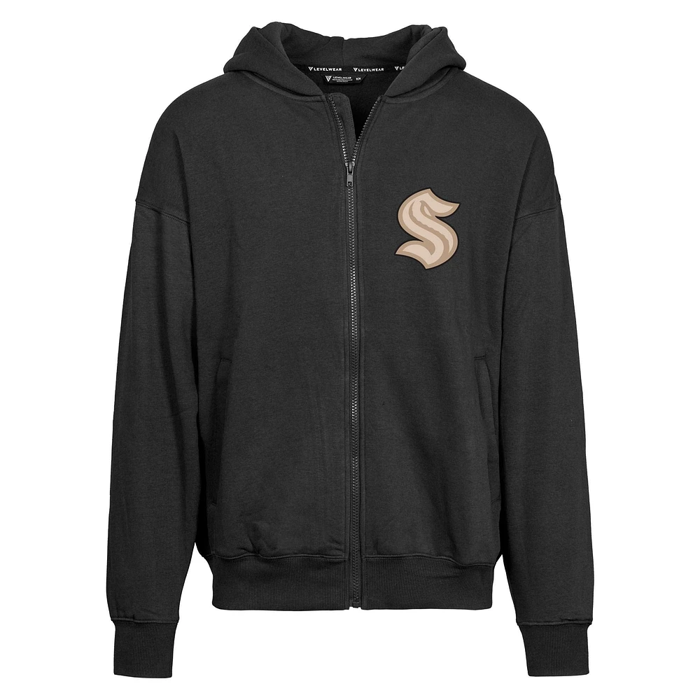 Men's Levelwear Black Seattle Kraken Uphill Full-Zip Hoodie
